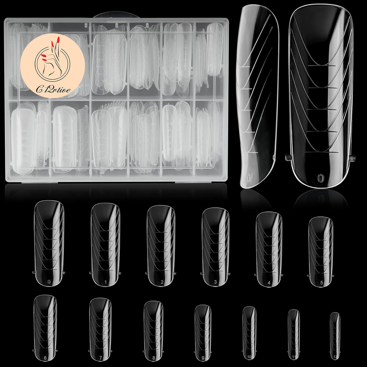 130Pcs Dual Nail Forms,Flat Oval Extension Poly nail gel Nail Forms Full Cover Reusable Nail Molds 13 Sizes for Solid Nail Gel Glue Nail Art Design Salon&DIY-GlimoraGlow