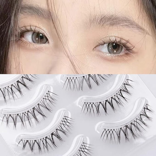 Miz Barn Daily Natural Look False Eyelashes, 4 Pairs Soft Lightweight Comfortable Short Lashes Clear Band Handmade False Eyelashes (W-7)-GlimoraGlow