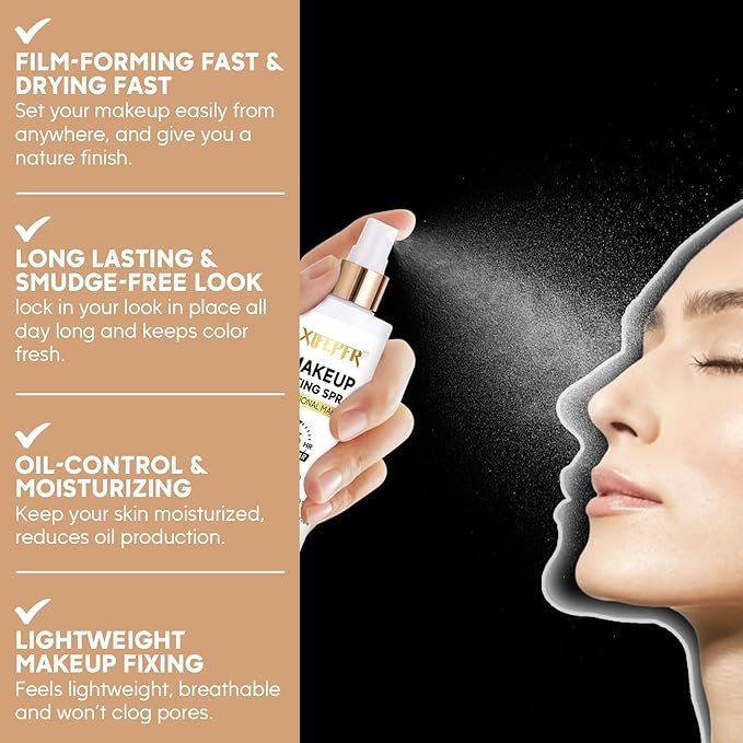 Makeup Setting Spray, 8.12 Fl Oz Matte Finishing Spray, Ultra Fine Setting Mist, Long Lasting Fixing Spray, Lightweight Oil Control Hydrating Refreshing Fast Drying, Vegan & Cruelty-Free-GlimoraGlow