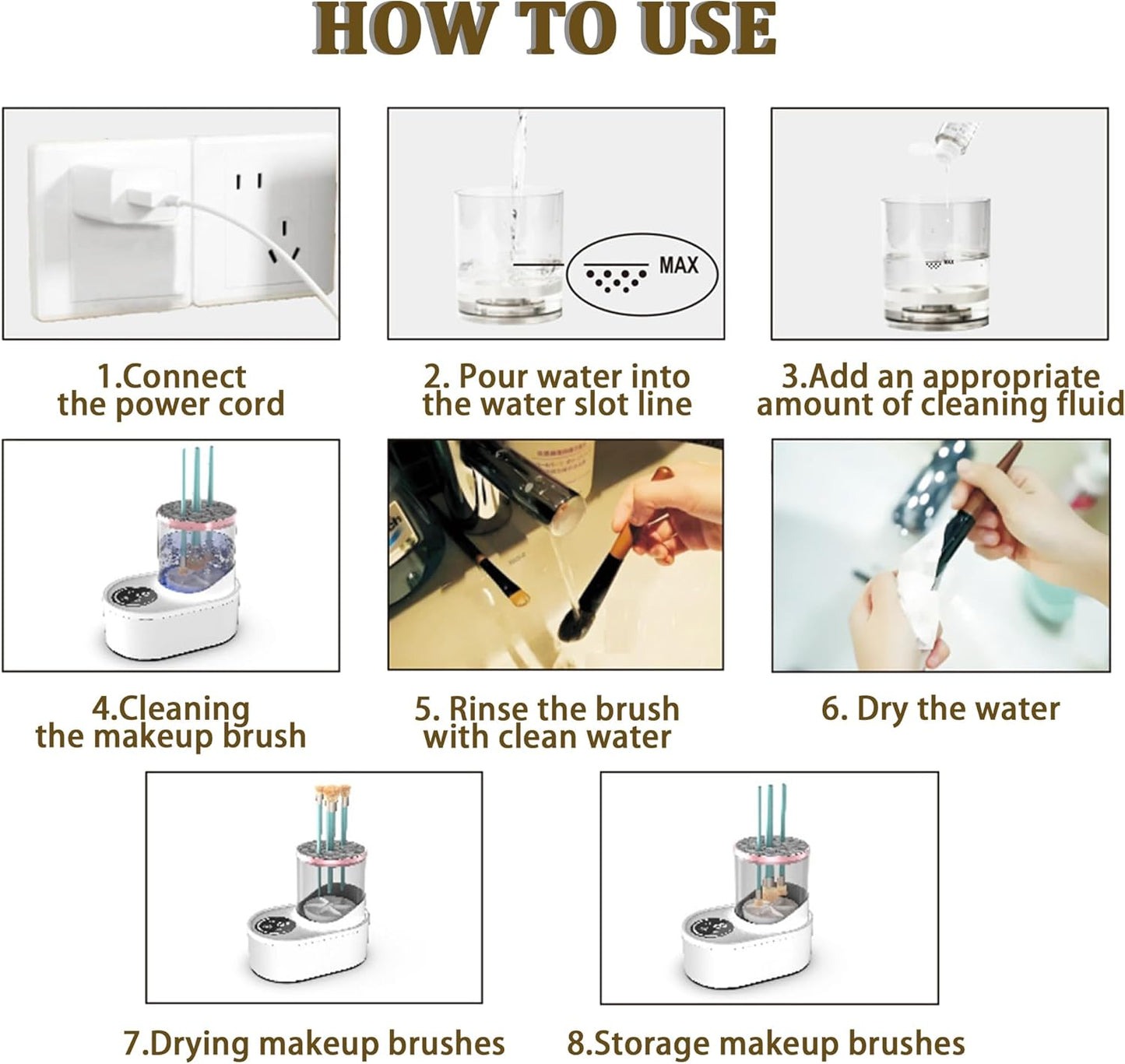 Vellura Makeup Brush Cleaner, Vellura Brush Cleaner, Machine with Makeup Brush, Dryer-Holder-Portable & Automatic, Clean Any Mess with One Click (1*PC)-GlimoraGlow