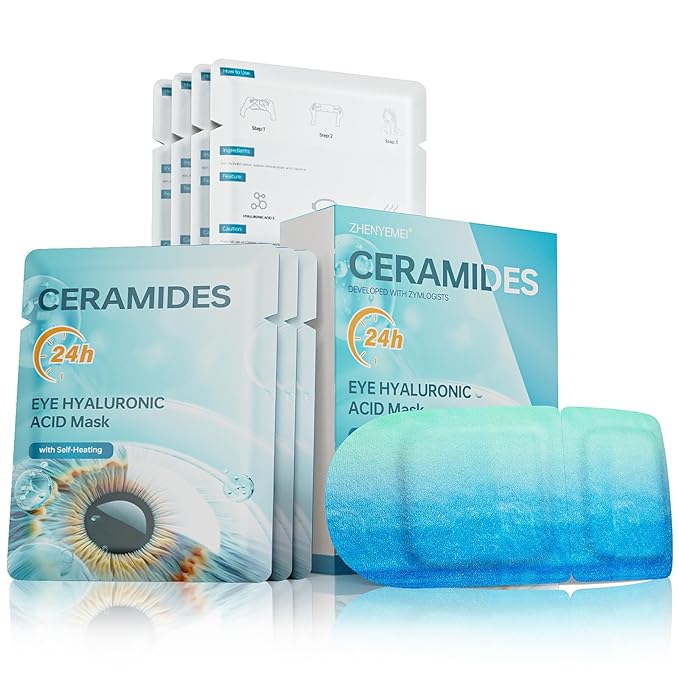 Hyaluronic Acid Self Heating Warm Compress for Eyes, Heated Eye Mask for Fast Relief of Dry Eyes, 7 Pack Steam Eye Mask, Moisturizing & Highly Effective Steam Eye Mask-GlimoraGlow