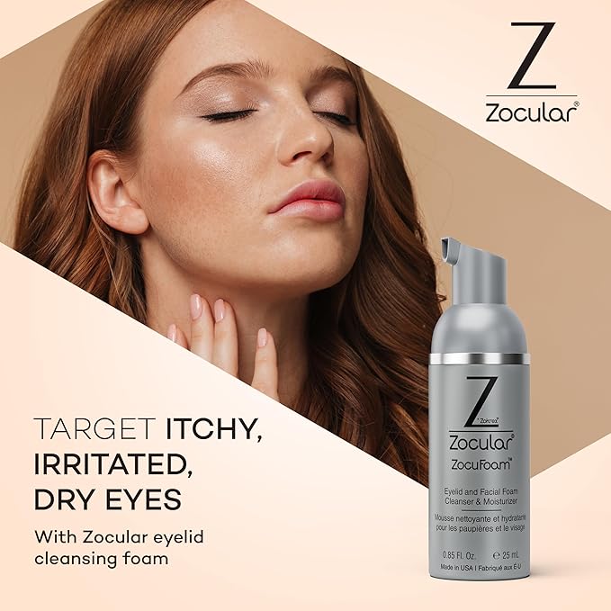ZocuFoam Eyelid Cleanser - Foaming Eyelid Scrub - Natural pH Balanced Solution - 25mL-GlimoraGlow