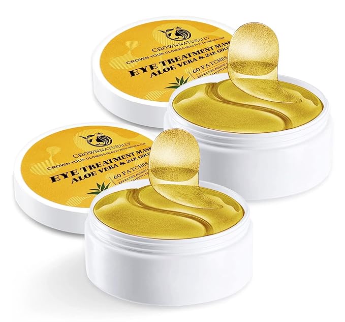 120PCS Under Eye Patches 24K Gold Eye Mask with Aloe Vera Natural Ingredients, Moisturizing Skin Care with Hyaluronic Acid and Collagen for Anti-Wrinkle, for Dark Circles and Puffiness-GlimoraGlow