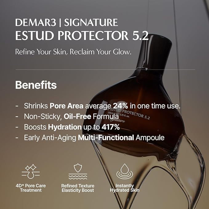 Signature ESTUD Protector - Face serum Pore minimizer Niacinamide Serum (2%), 1.69 fl oz, Pore care Serum for Face, Even Skin Tone, Korean Skin care Glass Skin, Centella Asiatica Pore Ampoule-GlimoraGlow