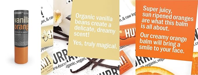 Hurraw! Vanilla & Orange Lip Balm, 3 Pack: Plastic-Free with new cardboard push-up tube. Certified Organic, All Natural Origin, Vegan & Cruelty Free. Gluten, Bee, Shea, Soy & Palm Free. Made in USA-GlimoraGlow