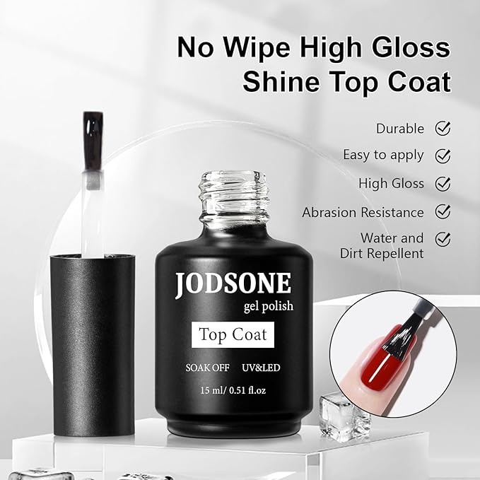 JODSONE 15ML Base Coat Top Coat and Builder Gel 3 PCS Gel Polish for Salon and Home Use-GlimoraGlow