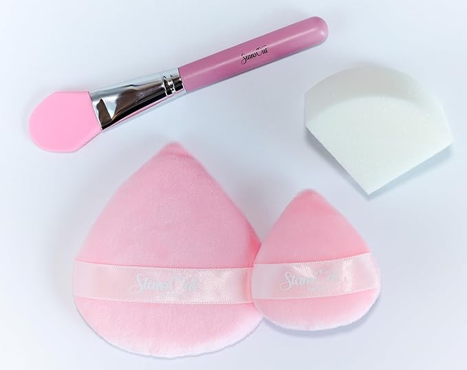 StansOut Ultimate Complexion Bundle: Liquid Foundation Brush, Makeup Brushes for Liquid, Cream, Stick Foundation - Flat, Round, Blender Brushes - 101 Contoured, 108 Straight - Long-Lasting-GlimoraGlow