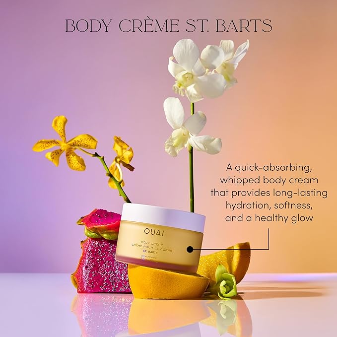 OUAI Body Creme, St. Barts Travel Size - Hydrating Whipped Body Cream with Cupuaçu Butter, Coconut Oil & Squalane - Softens Skin & Delivers Radiant Glow - Sulfate-Free Skin Care (3.4 oz)-GlimoraGlow