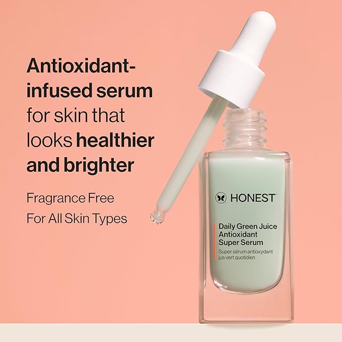 Honest Beauty Daily Green Juice Antioxidant Super Serum | Improves Skin Tone + Texture | Gentle for Sensitive Skin, Fragrance Free, Vegan | 1 fl oz-GlimoraGlow