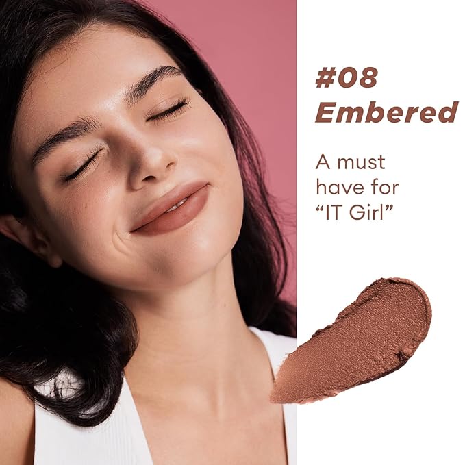 ITY Velvet Matte Finish Lip Stain-Mousse Textured Lip Clay, Red Shade, Conceals Lip Lines, Rich Pigment Lip Tint Lipsticks, 0.14 oz (4g) in Ginger, Embered.-GlimoraGlow