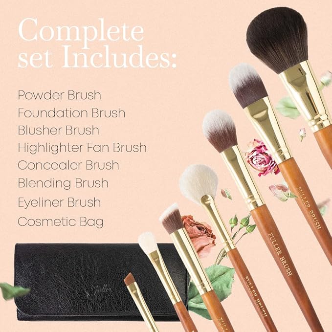 Fuller Cosmetic Brush & Bag Set (Set of 7 Brushes)-GlimoraGlow