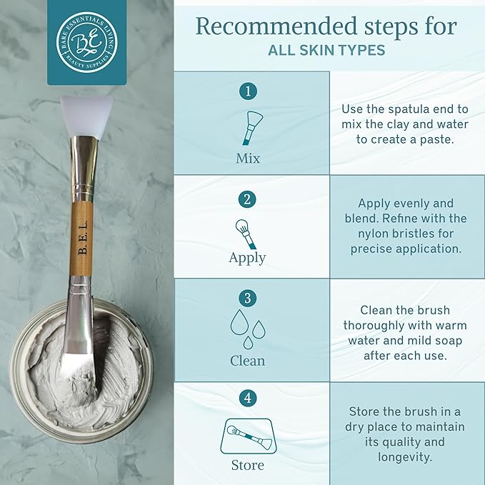 Bare Essentials Living - Clay Face Mask Brush (2 Pack, Bamboo) Dual Soft Silicone Face Mask Applicator Brush Tool, Great Facial Essentials, Moisturizer Applicator & Skincare Brush for Facials-GlimoraGlow