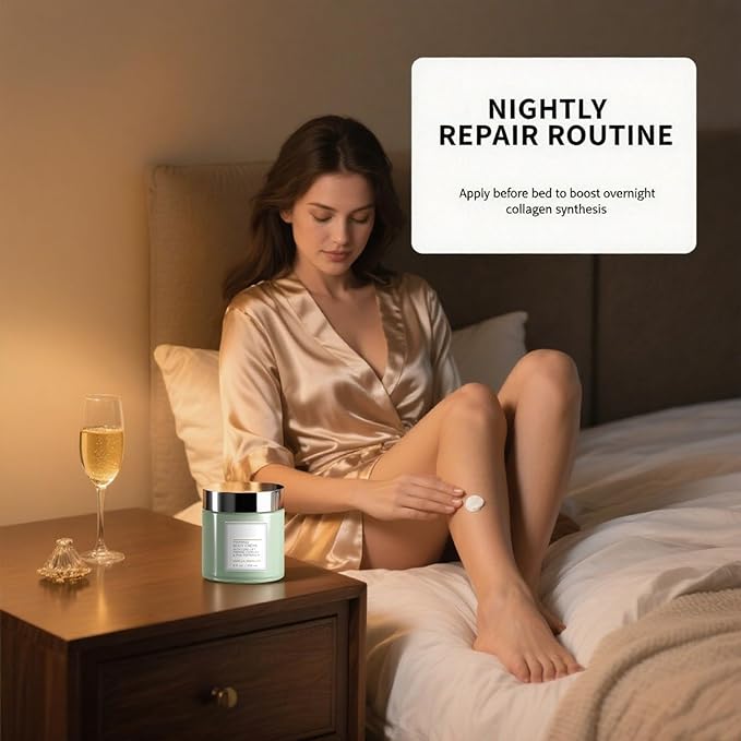 Champagne Firming Body Cream,Anti-Aging Tightening Cream with Luxe-Lift Complex,Skin Firming Cream for Hydrates Dry Skin, Fights Crepey Skin on Arms & Legs(8 Fl Oz, Sweet Almond Coconut)-GlimoraGlow