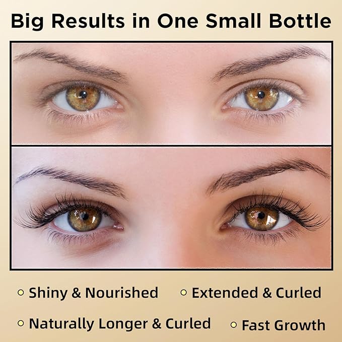 Eyelash & Eyebrow Growth Serum – 15 Plant Extracts for Longer, Denser & Fuller Lashes & Brows, Boosts Natural Hair Development,eyelash serum,Hypoallergenic Oil-Free,lash growth serum (Golden Yellow)-GlimoraGlow