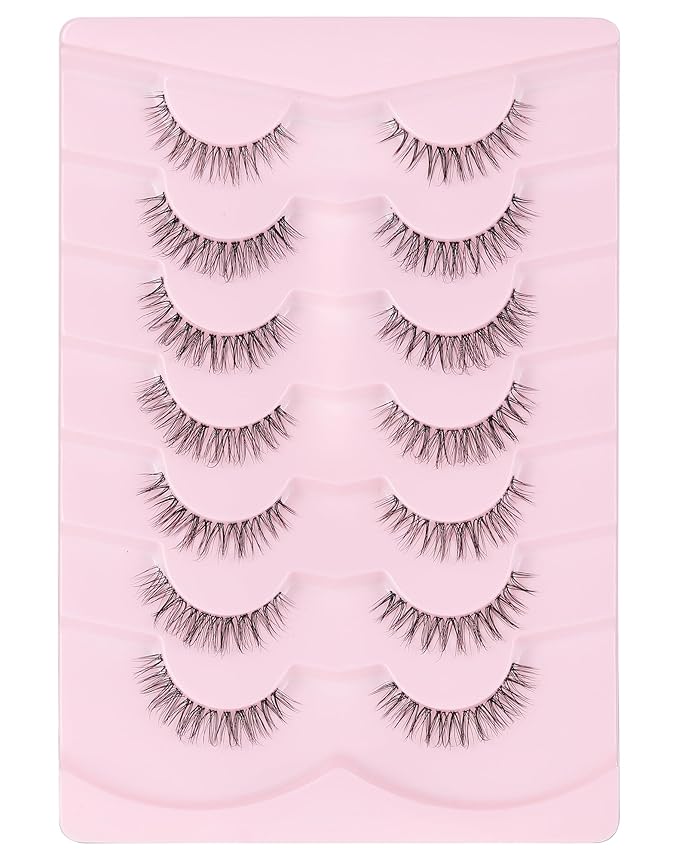 Short Strip Lashes Natural Eyelashes Wispy Lashes Fluffy Mink Lashes C Curl Eye Lashes Soft Small False Eyelashes Demi Wispies Eyelashes 7 Pairs-GlimoraGlow