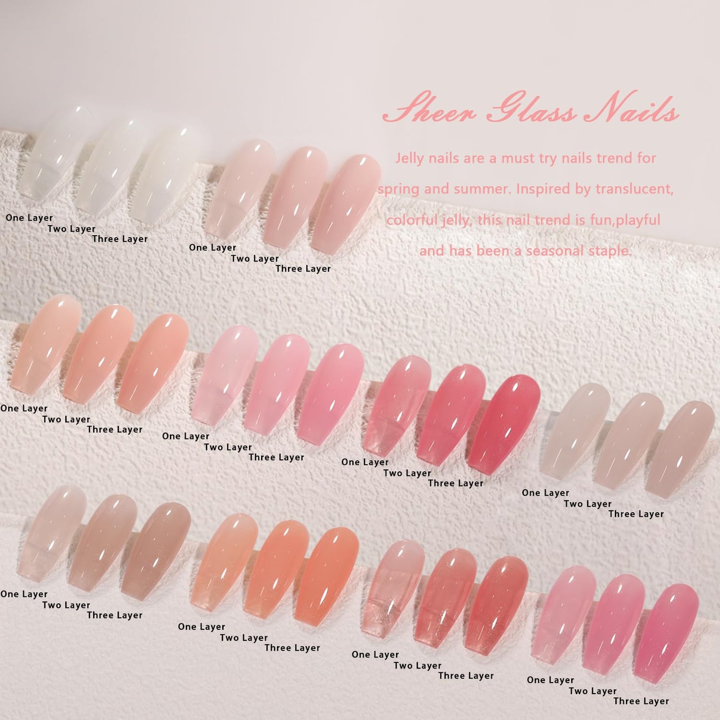 Jelly Shimmer Gel Nail Polish Set, 10 Colors Translucent Natural Milky White Pink Nail Polish Gel, UV/LED Soak Off Gel Nail Kit DIY Nail Art Salon Manicure Gifts for Women Girls.-GlimoraGlow