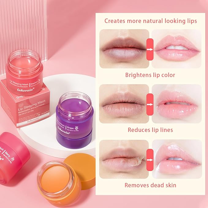 2 Pcs Lip Sleeping Mask, Lip Mask Overnight Hydrate Repair Sleeping Lip Mask, Moisturizing Lip Balm Lip Care Anti Dry Cracked Lip Cream, Lip Scrubs Exfoliator Reduce Lip Lines-GlimoraGlow
