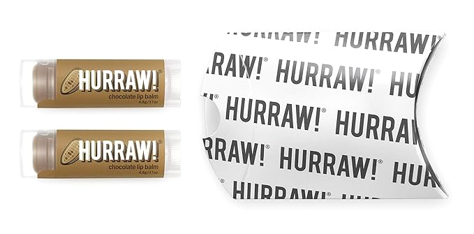 Hurraw! Chocolate Lip Balm, 2 Pack: Organic, Certified Vegan, Cruelty and Gluten Free. Non-GMO, 100% Natural Ingredients. Bee, Shea, Soy and Palm Free. Made in USA-GlimoraGlow