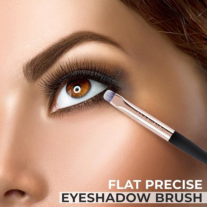 Profusion Cosmetics Flat Precise Eyeshadow Brush - Softens Dramatic Edges & Fine Lines, For Eyeshadow, Eyeliner-GlimoraGlow