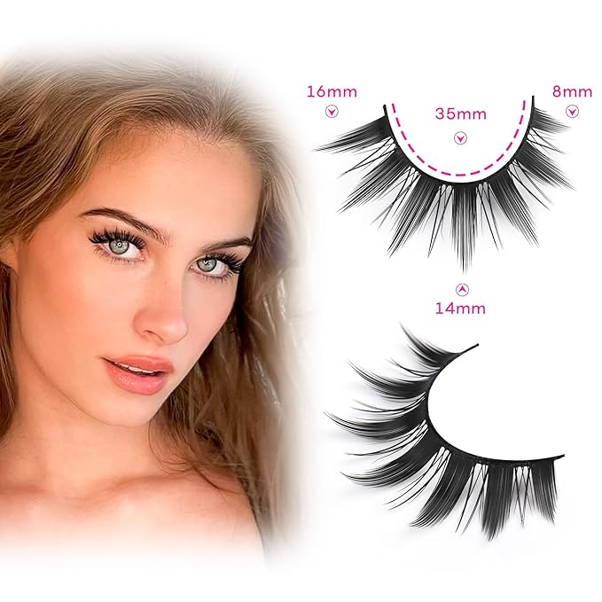 False Eyelashes 10 Pairs Manga Lashes Japanese Style Anime Thick Cosplay Lashes Natural Look 16MM Spiky 8D Wispy Faux Mink Lashes Full Strip Doll Lashes by FANXITON-GlimoraGlow