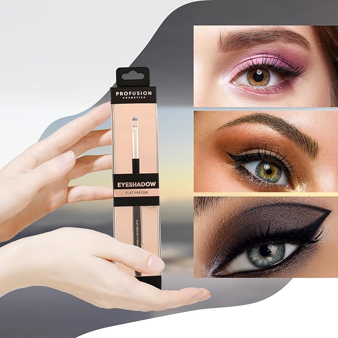 Profusion Cosmetics Flat Precise Eyeshadow Brush - Softens Dramatic Edges & Fine Lines, For Eyeshadow, Eyeliner-GlimoraGlow