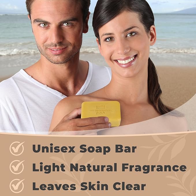 One With Nature Dead Sea Salt Lemon Sage Soap 7oz 3-Pack – Purifying and Exfoliating Soap Bar with Dead Sea Minerals for Face & Body, for Men & Women-GlimoraGlow