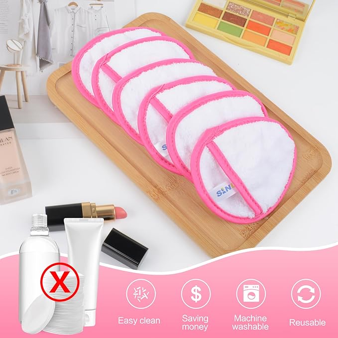 SINLAND Reusable Makeup Remover Pads For Face,Eye,Lips Microfiber Gentle Facial Cleansing Cloths for All Skin Types Friendly for Makeup Remover With Laundry Bag 5.1inchx3.93inch White Pack of 6-GlimoraGlow