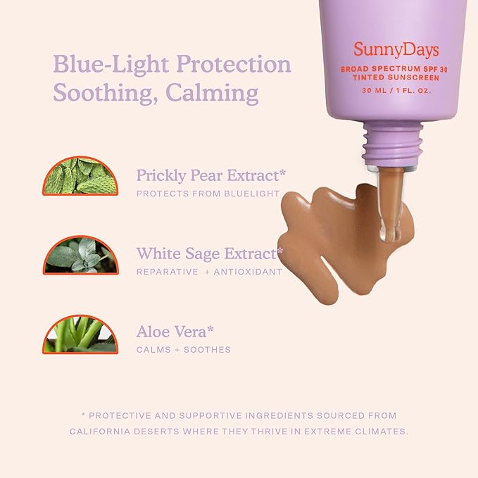 Tower 28 Beauty SunnyDays SPF 30 Tinted Mineral Sunscreen - For Sensitive Skin - 2-in-1 Facial Broad Spectrum UVA/UVB Protection + Foundation – Shade 55 TEMESCAL, 1 Fl Oz-GlimoraGlow