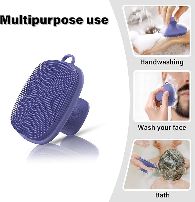 2 Pack Face Scrubber,Silicone Facial Cleansing Brush for Men & Women,Reusable Gentle Facial Waterproof Cleansing Skin Brush Exfoliating Scrubber for Sensitive Skin (Gray+Purple)-GlimoraGlow