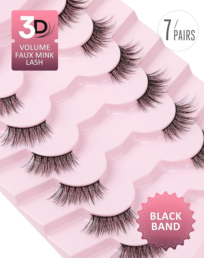 Onlyall Half Eyelashes Corner Lashes Natural Lashes Half Lashes Wispy End Lashes Corner Eyelashes 3/4 Lashes 7 Pairs C19-GlimoraGlow
