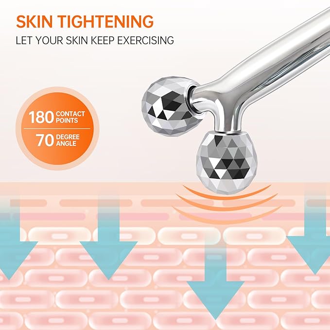 3D Gua Sha Facial Tools Metal Face Roller Stainless Steel Gua Sha Set Cooling Massage Tools for Reduce Puffiness, Firm Skin, Anti-Aging Care - Daily Facial Sculpting Gift for Women-GlimoraGlow