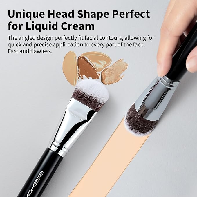 Foundation Brush, EIGSHOW Pro Slanted Brushes Angled Bristles Mask Kabuki Face Brush Perfect for Powder Liquid Cream Buffing Blending (F625)-GlimoraGlow