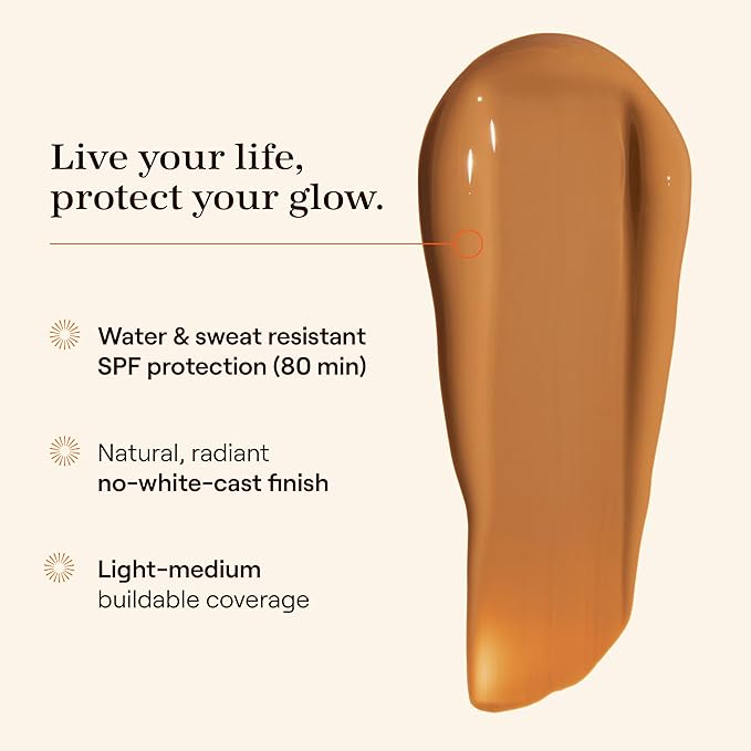 Live Tinted Hueguard Skin Tint SPF 50 - Tinted Mineral Sunscreen with Light-Medium Buildable Coverage With a Hydrating and Radiant Finish - Water and Sweat Resistant, 1.35 fl oz - Shade 06-GlimoraGlow