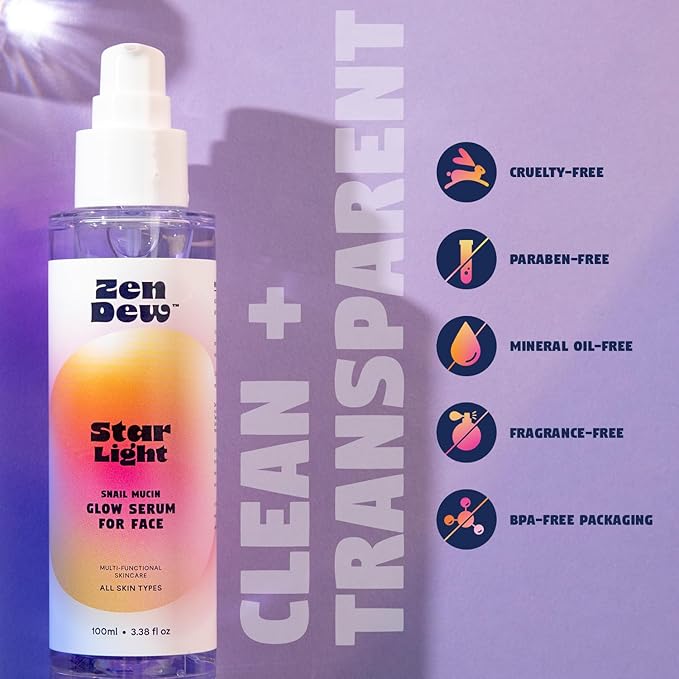 Star Light Snail Mucin Face Serum with Blue Light Skin Protection, 3.38 Oz – Silky Smooth Korean Glow Serum that Restores Moisture and Leaves Skin Brighter, Plumper, Soothed and Smooth-GlimoraGlow