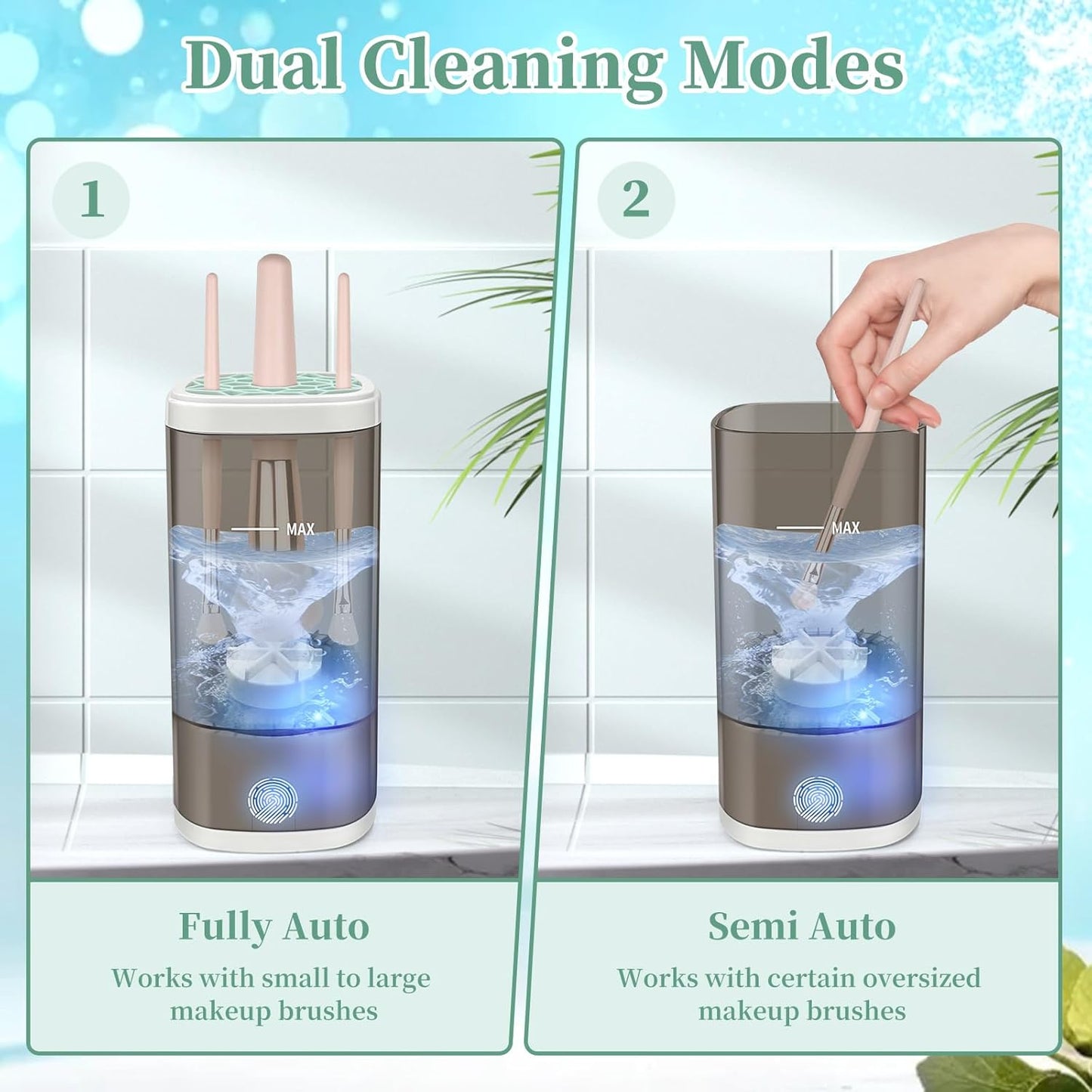 Electric Makeup Brush Cleaner Machine, Ultimate Efficient Automatic Cleaner for All Types of Makeup Brushes- Black-GlimoraGlow