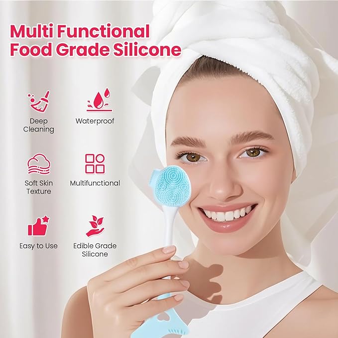 2 Packs Silicone Face Scrubber Exfoliator, Face Mask Brush Applicator, Facial Cleansing Brush, Pore Cleaning Brush, Pore Scrubber for Face-GlimoraGlow