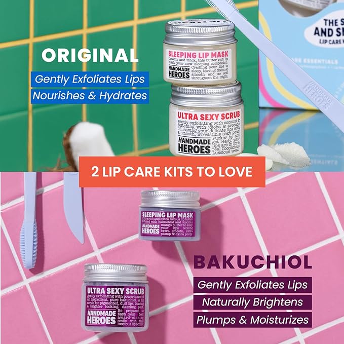 100% Natural Lip Scrub, Vegan Conditioning Coconut Lip Exfoliator - Gentle Exfoliant, Sugar Lip Polish and Lip Exfoliator Scrubber for Chapped and Dry Lips (Original 3pc Set)-GlimoraGlow