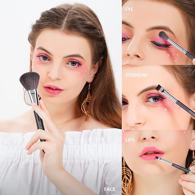 Docolor Professional Makeup Brush Set 29Pcs Makeup Brushes Valentines Day Gifts Premium Goat Synthetic Fiber Foundation Face Powder Blush Concealer Eyeshadows Make Up Brushes with PU Leather Case-GlimoraGlow