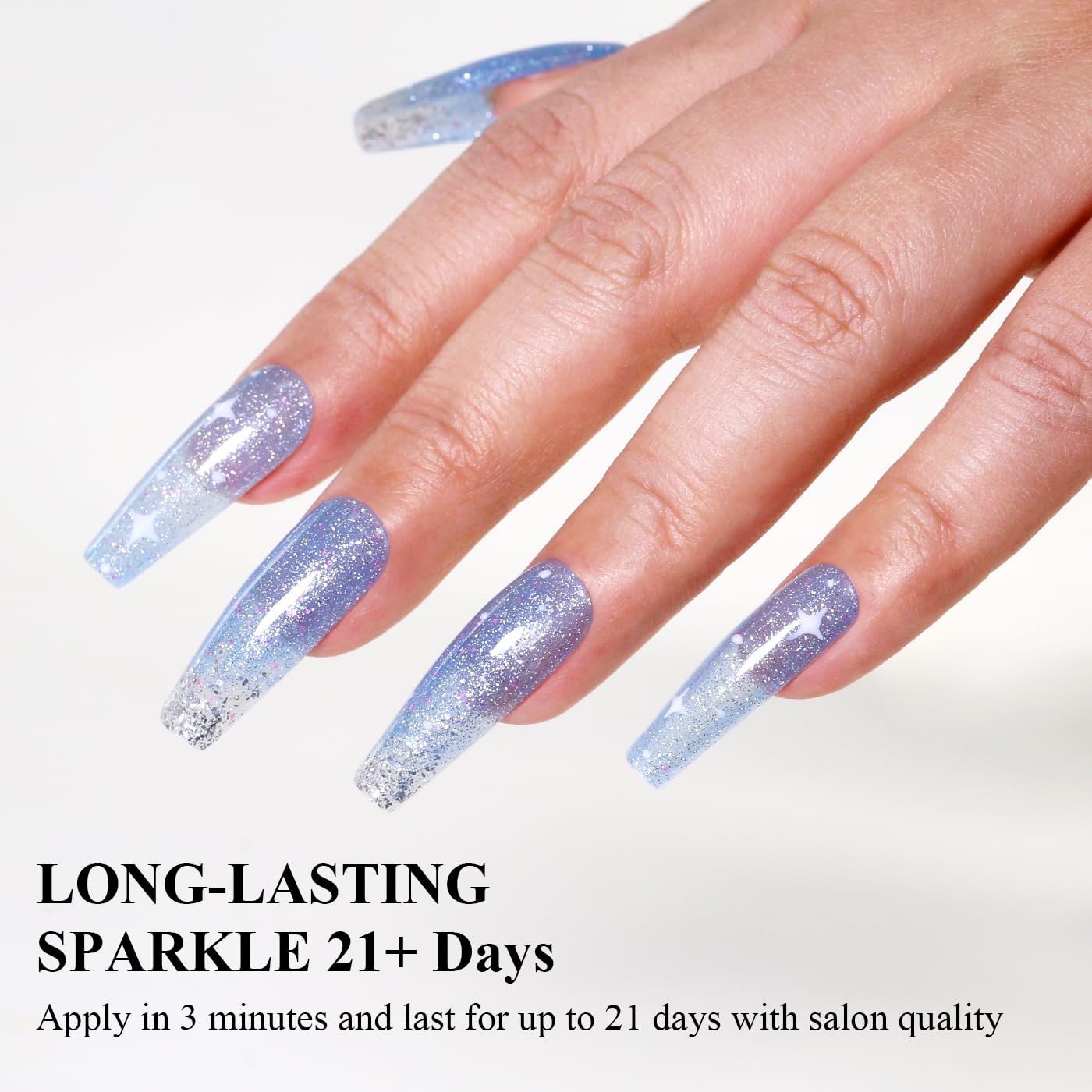 Imtiti Glitter Gel Nail Polish, Light Blue Iridescent Glitter Gel Polish Diamond Shimmer Sparkle Soak Off UV LED Nail Gel Polish Autumn Winter Gel Polish Manicure Gel Nail Kit 10ML-GlimoraGlow