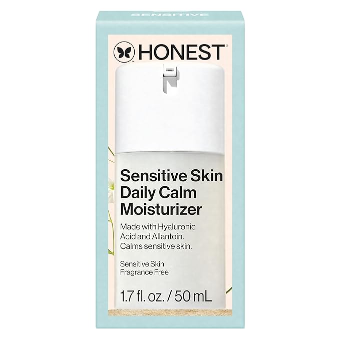 Honest Beauty Sensitive Skin Daily Calm Lightweight Moisturizer | Reduces Redness, Hydrates, + Calms Skin | Hypoallergenic, Fragrance Free, Vegan | 1.7 fl oz-GlimoraGlow