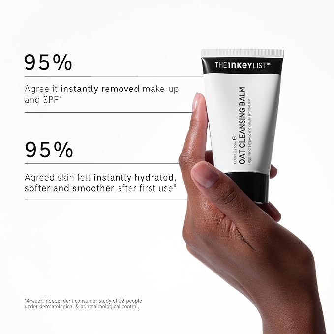 The INKEY List Mini Oat Cleansing Balm, Rich Balm Removes Makeup and Impurities, Reduces Redness, Travel Size, 1.69 Fl Oz each-GlimoraGlow