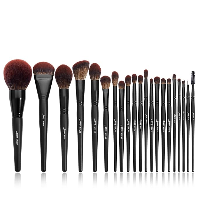 Jessup Makeup Brushes Set Premium Synthetic Powder Foundation Highlight Concealer Eyeshadow Blending Eyebrow Liner Spoolie Brush Set Black 21pcs T271-GlimoraGlow