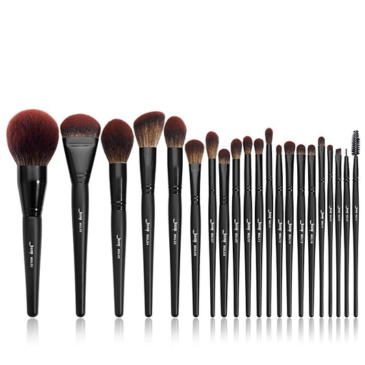 Jessup Makeup Brushes Set Premium Synthetic Powder Foundation Highlight Concealer Eyeshadow Blending Eyebrow Liner Spoolie Brush Set Black 21pcs T271-GlimoraGlow