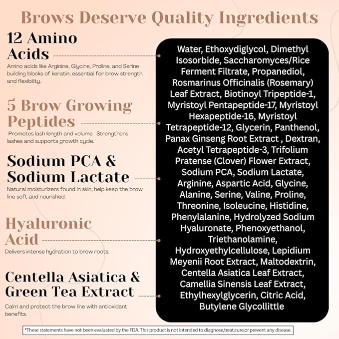 Eyebrow Growth Serum - with Biotin & Peptides - Eye Brow Serum for Growth - Vegan Brow and Lash Enhancer - Made in USA - Cruelty Free - 5ml-GlimoraGlow