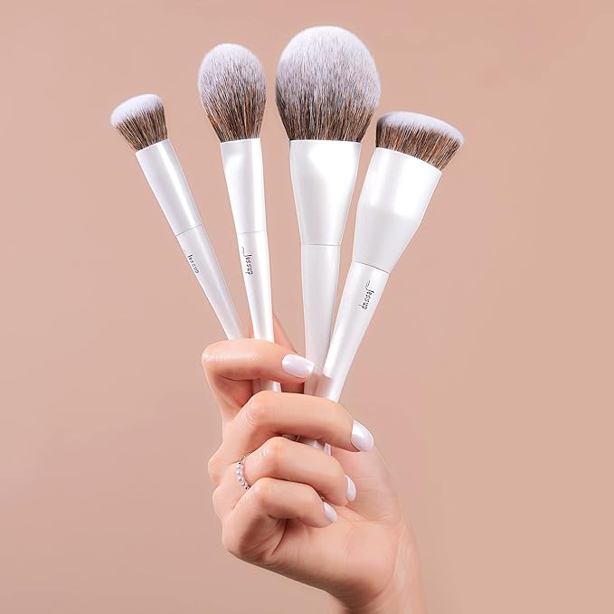 Jessup Make up Brushes 4pcs Face Makeup Brushes Set for Foundation Concealer Blush Contour Powder Highlighter, Pearl White T344-GlimoraGlow