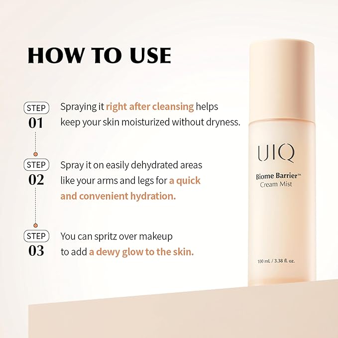 UIQ Biome Barrier Cream Mist - Facial Barrier Mist for Hydration & Skin Barrier Repair, Microbiome-Based Korean Skin Care, 3.38 fl oz-GlimoraGlow