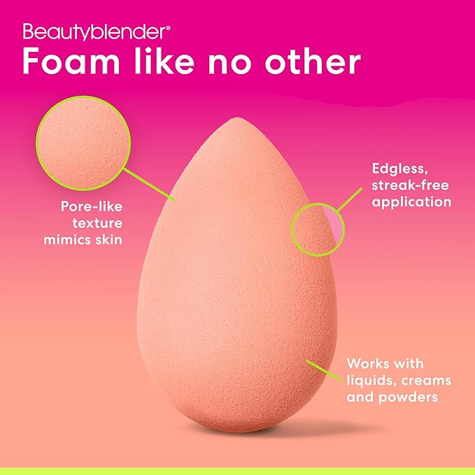 Beautyblender® | Papaya Beauty Blender Makeup Sponge, Super-Soft Foam Easily Blends Foundations, Powders & Creams, Made in USA, Reusable, Washable, Streak Free Application, Vegan, Cruelty Free-GlimoraGlow