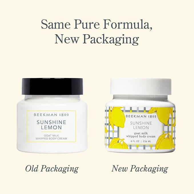 Beekman 1802 Sunshine Lemon Whipped Body Cream - Scented - 8 oz - Moisturizes, Soothes, & Softens - With Coconut Oil and Mango Seed Butter - No Irritation - Good for Sensitive Skin-GlimoraGlow