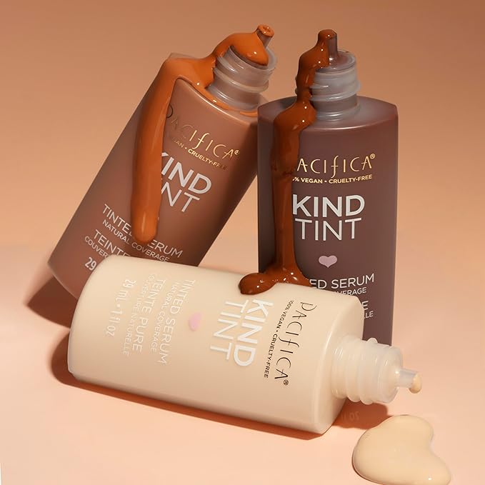 Pacifica Beauty Kind Tint Tinted Serum, Skincare, Vegan Collagen, Hyaluronic Acid, Vitamin C, Niacinamide, Caffeine, Hydrating, Lightweight Foundation, Natural Dewy Skin, Shade 24, 1 fl oz (1 Count)-GlimoraGlow