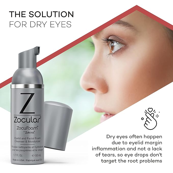 ZocuFoam Eyelid Cleanser - Foaming Eyelid Scrub - Natural pH Balanced Solution - 1.7 FL OZ (50mL)-GlimoraGlow
